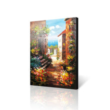 Unique Handmade Oil Painting of Mediterranean View on Stretched Canvas