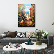 Unique Handmade Oil Painting of Mediterranean View on Stretched Canvas