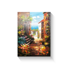 Unique Handmade Oil Painting of Mediterranean View on Stretched Canvas