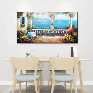 Handmade Oil Painting of Mediterranean Sea on Stretched Canvas