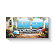 Handmade Oil Painting of Mediterranean Sea on Stretched Canvas