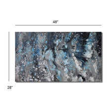 Abstract Handmade Oil Painting in Blue and White  on Stretched Canvas