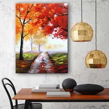 Handmade Oil Painting of Autumn View on Stretched Canvas