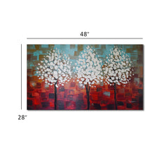 Handmade Oil Painting on Stretched Canvas of Three Trees