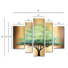 Handmade Oil Painting on Stretched Canvas of a Big Green Tree in Group