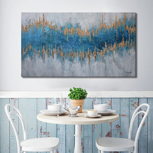 Handmade Oil Painting of an Abstract Drawing on Stretched Canvas