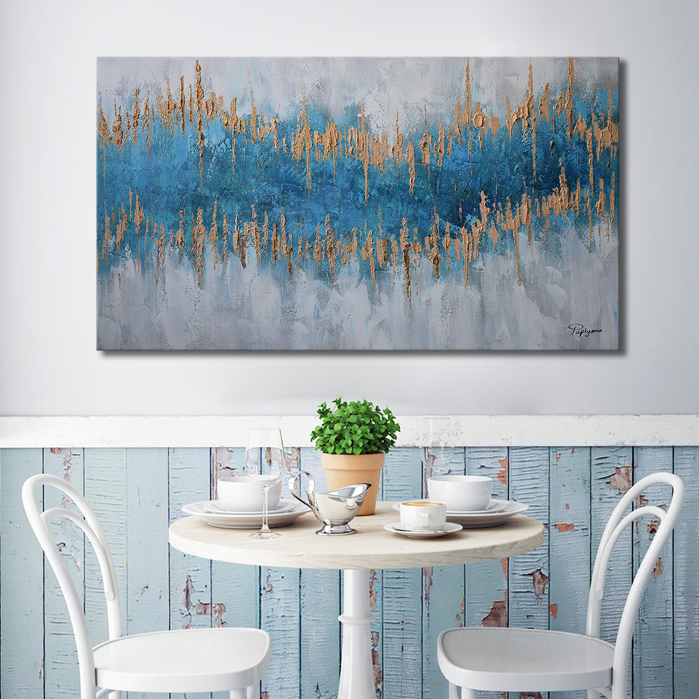 Handmade Oil Painting of an Abstract Drawing on Stretched Canvas
