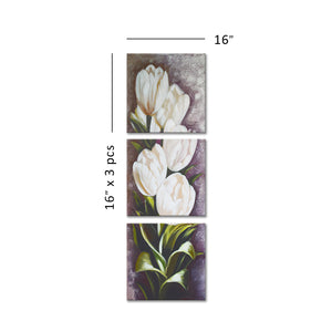 Handmade Group Oil Painting of a Flower on Stretched Canvas in a Group