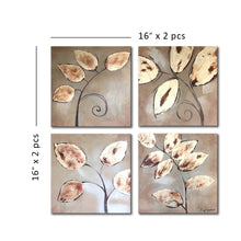 Handmade Oil Painting on Stretched Canvas of Golden Leaves in Group Made From Golden Paper Arts