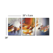 Three Large Handmade Abstract Oil Painting on Stretched Canvas in Group