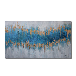 Handmade Oil Painting of an Abstract Drawing on Stretched Canvas