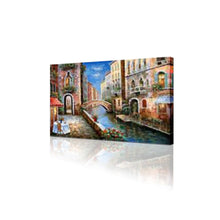 Handmade Oil Painting of Venice City on Stretched Canvas