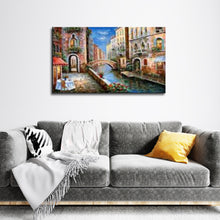 Handmade Oil Painting of Venice City on Stretched Canvas
