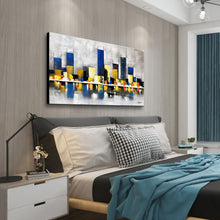 Huge Abstract Handmade Oil Painting of Building on Stretched Canvas in Colors