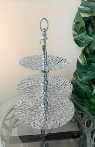 Three Tier Fruit Server Dessert Silver Plates Copper Plated High Quality Serving Tray 3-Tier for Kitchen Dining Serving Decor