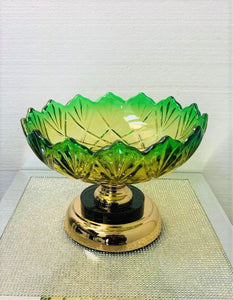 Glass Vase Center Piece in Metal & Gold