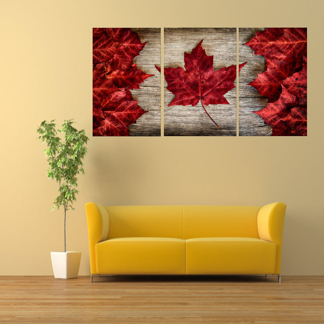 Large Rustic Canada Flag Multi Panel Canvas Wall