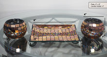 Square Plate with 2 Round Tealight Candle Holders in Metallic Rose Gold