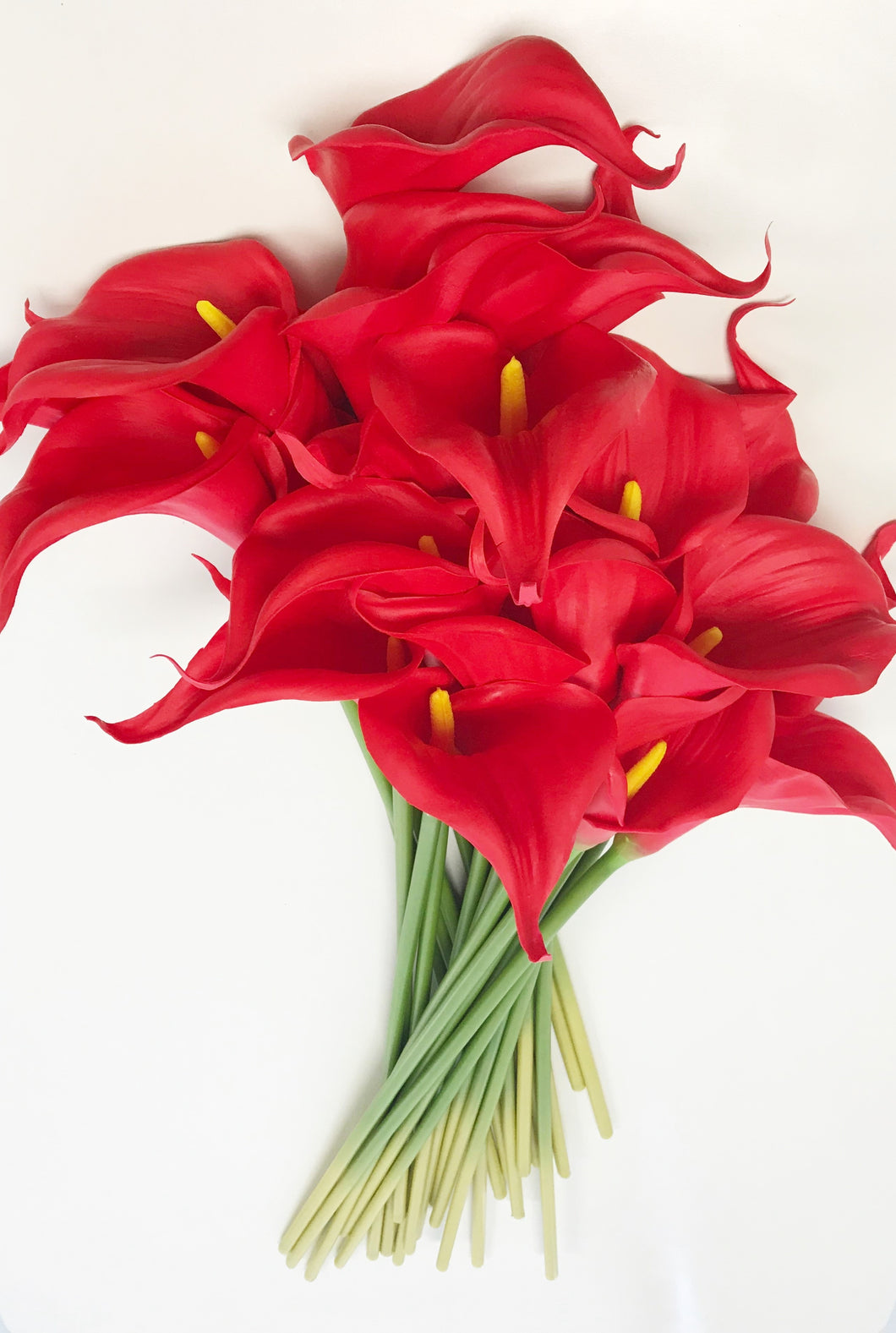 Red Lily Flower Artificial PU Leather Real Touch Luxury Lily Stem in Red Colour