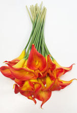 Orange Lily Flower Artificial PU Leather Real Touch Luxury Lily Stem in Orange Colour