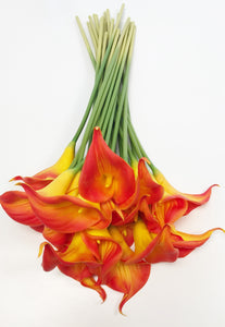 Orange Lily Flower Artificial PU Leather Real Touch Luxury Lily Stem in Orange Colour