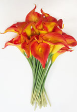 Orange Lily Flower Artificial PU Leather Real Touch Luxury Lily Stem in Orange Colour