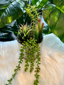 Flowers Artificial Plant in a Silver Pot
