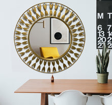 Handcrafted Modern Decorated Round Wall Metal Mirror With Crystal Stones