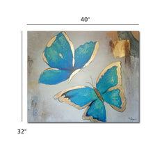 Handmade Oil Painting on Canvas of Blue Butterflies