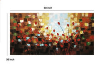 Huge Handmade Oil Painting of Red Flowers on Stretched Canvas