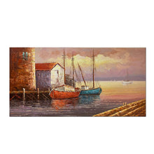 Original Oil Painting of Sea City on Stretched Canvas Ready To Hang