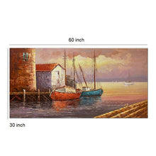 Original Oil Painting of Sea City on Stretched Canvas Ready To Hang