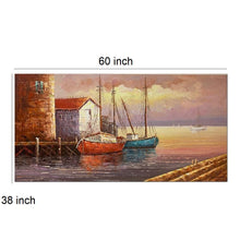 Original Oil Painting of Sea City on Stretched Canvas Ready To Hang