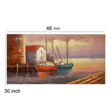 Original Oil Painting of Sea City on Stretched Canvas Ready To Hang