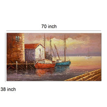 Original Oil Painting of Sea City on Stretched Canvas Ready To Hang