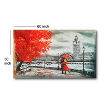 Handmade Oil Painting of London Romantic Landscape View on Stretched Canvas