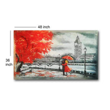 Handmade Oil Painting of London Romantic Landscape View on Stretched Canvas