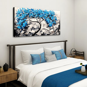Premium Quality 100% Handmade Oil Painting on Canvas of Blue  Tree