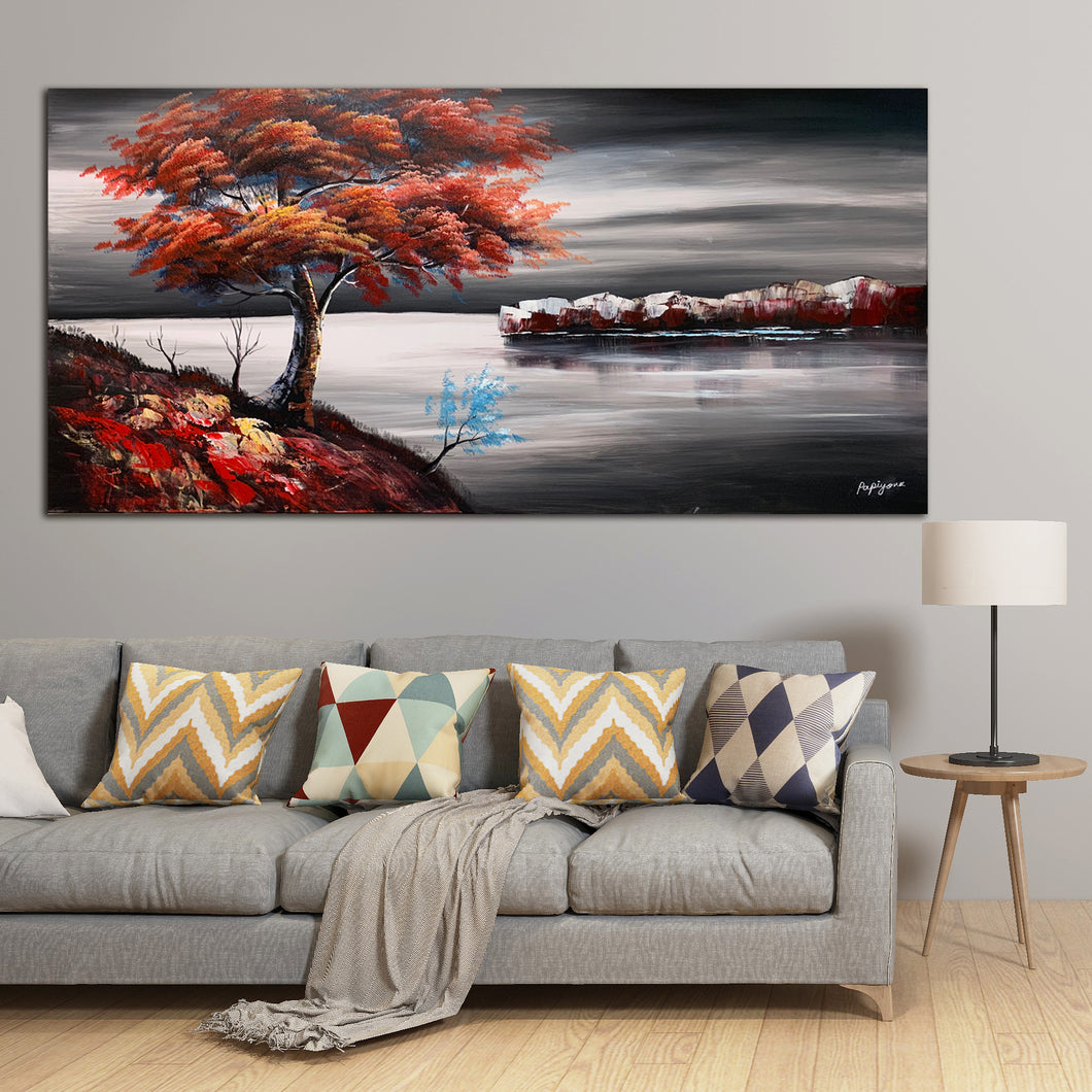 Huge Handmade Oil Painting of Landscape  on Stretched Canvas