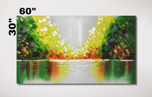 Huge Abstract Handmade Oil Painting on Stretched Canvas in Colors
