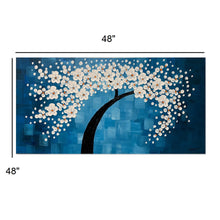 Handmade Oil Painting of WhiteTree with Royal Blue Background on Stretched Canvas