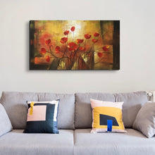 Handmade Oil Painting of Red Poppy on Stretched Canvas