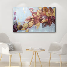 Handmade Oil Painting of Autumn Leaves on Stretched Canvas