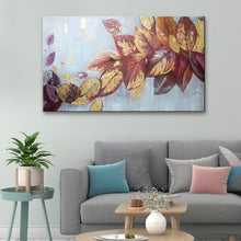 Handmade Oil Painting of Autumn Leaves on Stretched Canvas