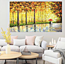 Handmade Oil Painting of Rainy Landscape on Stretched Canvas