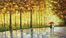 Handmade Oil Painting of Rainy Landscape on Stretched Canvas