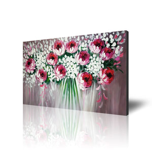 Handmade Oil Painting of Pink Roses  on Stretched Canvas