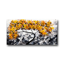 Handmade Oil Painting on Canvas of Golden Yellow Tree
