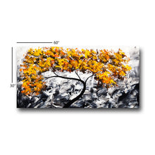 Huge Premium Quality 100% Handmade Oil Painting on Canvas of Golden Yellow Tree