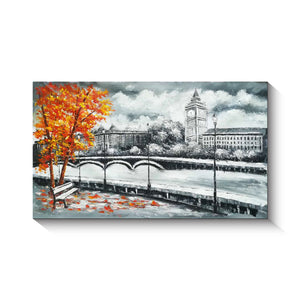 Handmade Oil Painting of Romantic Landscape on Stretched Canvas
